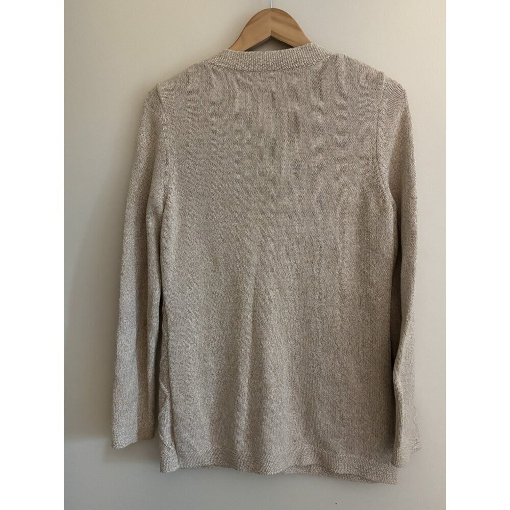LL Bean Womens Stitchworks Cardigan Sweater Chunky Knit Button Up Khaki Size M - Picture 6 of 10